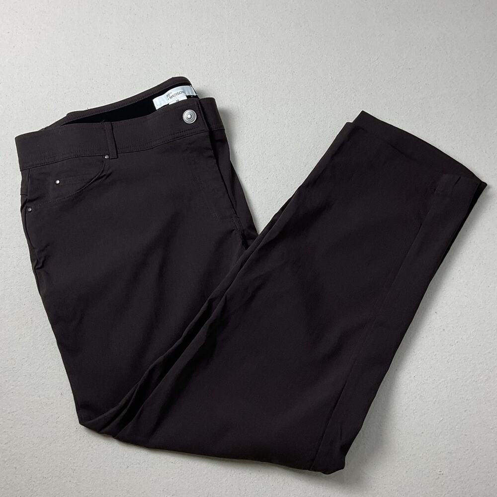 89TH Madison Plus Ultra Stretch Straight Leg Brown Pants 18W